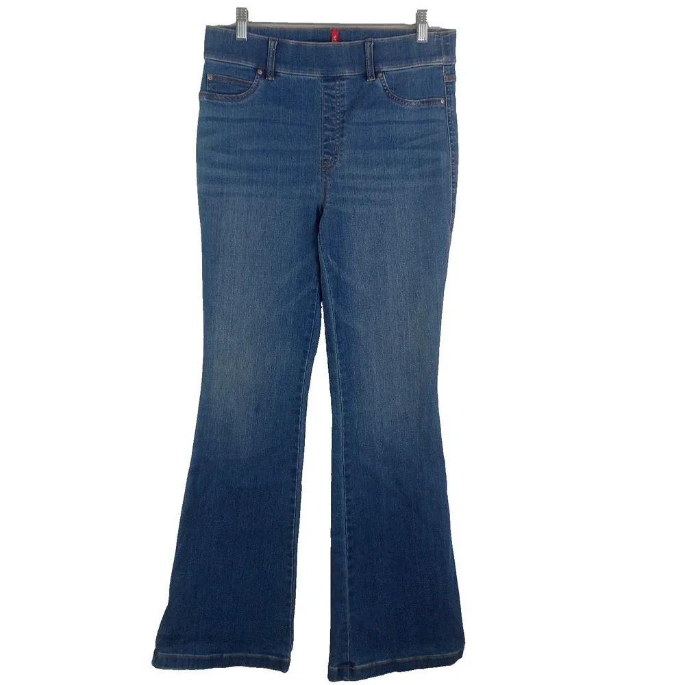 SPANX Everywear Pull-On Flare Jeans Large Vintage Indigo Wash Shapewear Stretch
